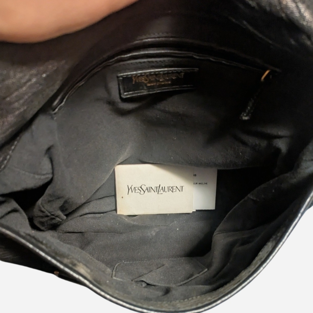 Yves Saint Laurent Textured Black Shoulder Bag with Gold Details - Picture 5 of 5